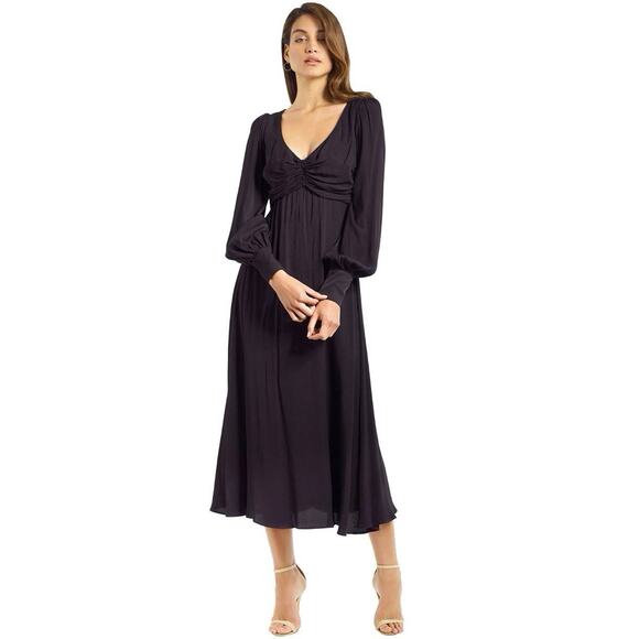 Zimmermann Black Long Sleeve Midi Dress Viscose Blend Size US 6 (AU 2) - Picture 1 of 13